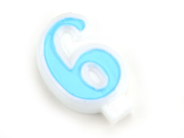 Zahlenkerze blau 6