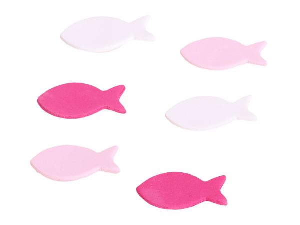 Dekoraufleger Fische rosa-weiß 12 Stück