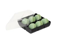 Macaron-Halbschalen 12 Stück grün in 6er Box schwarz