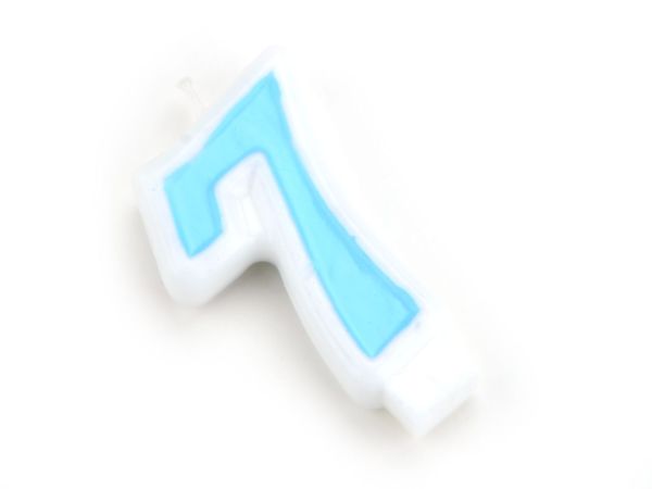 Zahlenkerze blau 7