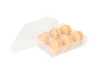 Macaron-Halbschalen 12 Stück champagner in 6er Box transparent