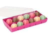 Macaron-Halbschalen 24 Stück bunt in 12er Box fuchsia