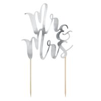 PartyDeco - Cake Topper Mr & Mrs - Silber
