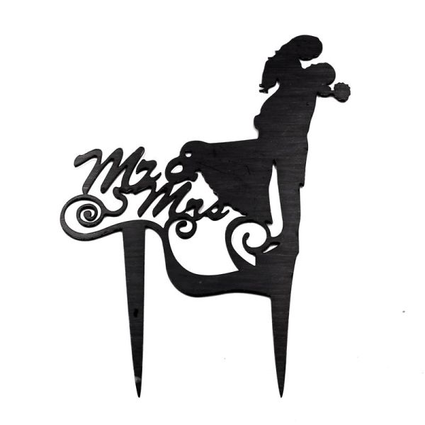 Cake Topper Silhouette Mr &amp; Mrs - Schwarz - Acryl 6