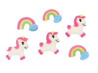 Einhorn Regenbogen flach Zucker-Set 6 Stück