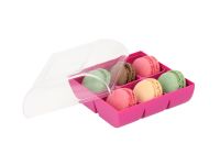 Macaron-Halbschalen 12 Stück bunt in 6er Box fuchsia