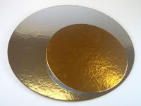 FunCakes Cake Cards silber-gold Rund 26cm, Stärke 1mm, 3 Stück