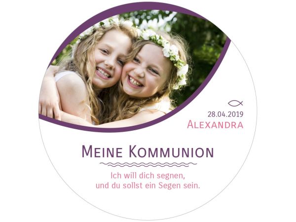 Meine Kommunion-Konfirmation violett, rund 20cm
