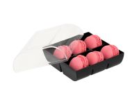 Macaron-Halbschalen 12 Stück rot in 6er Box schwarz