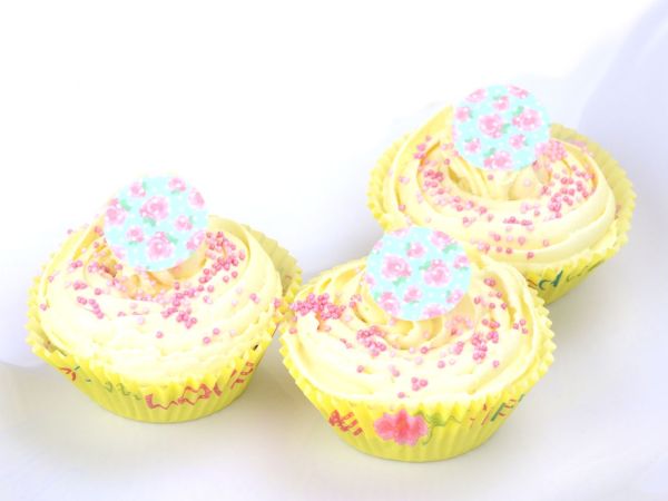 Cupcake Buttons Blumen pink 12 Stück
