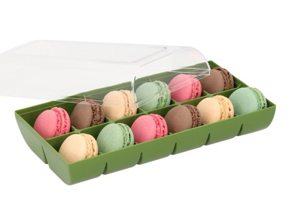 Macaron-Halbschalen 24 Stück bunt in 12er Box grün