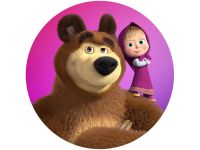 Tortenaufleger Mascha und der Bär pink, rund 20cm