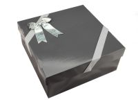 Tortenkarton graphit 36cm 3er Set mit Schleifenset silber