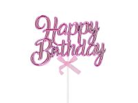 Cake Topper Happy Birthday pink 3D