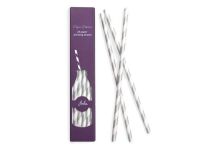 Papier-Trinkhalme Streifen weiß-silber, 24 Stück