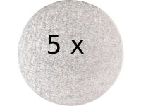 Cakeboard rund 43cm silber 5 Stück