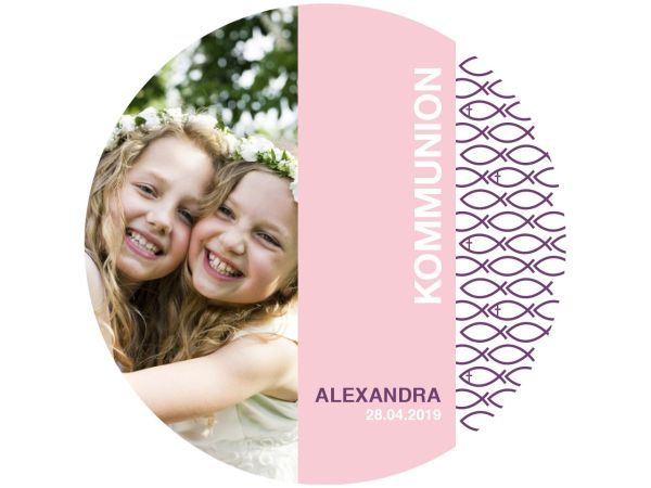 Kommunion-Konfirmation Fische, rosa, rund 20cm