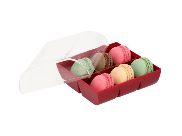 Macaron-Halbschalen 12 Stück bunt in 6er Box ruby