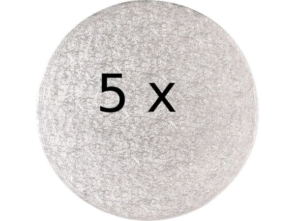 Cakeboard rund 15cm silber 5 Stück