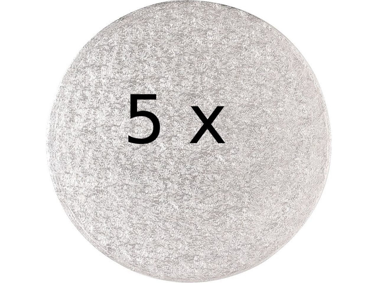 Pati-Versand Cakeboards Rund – 35 Cm Durchmesser, Silber, 5 Stück, Aus Stabilem LDF-Material